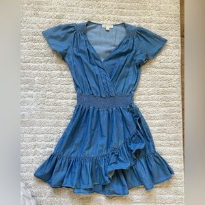 MICHAEL Michael Kors Denim Ruffle Mini Dress